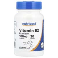 Витамин B2, 100 мг, 30 капсул — Nutricost