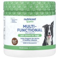 Pets, многофункциональное средство, для собак, говядина, 60 жевательных таблеток, 180 г (6,4 унции) — Nutricost