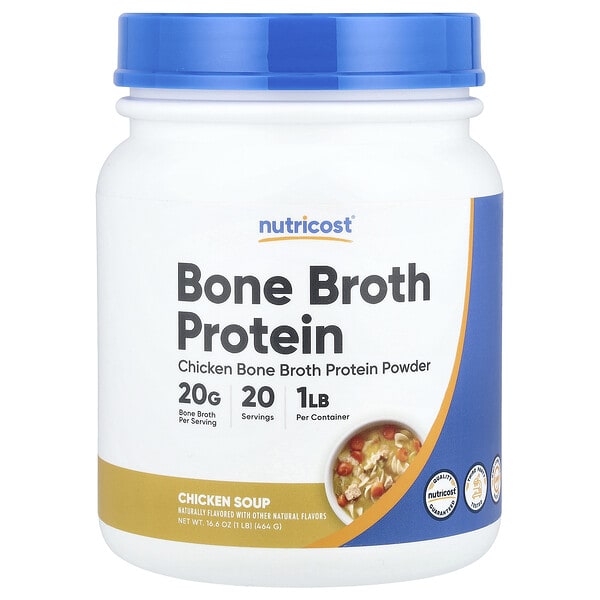 ncs67830_v_8.jpg Bone Broth Protein, куриный суп, 464 г (1 фунт) — Nutricost