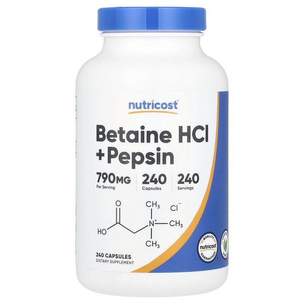ncs67916_v_8.jpg Betaine HCl + Pepsin, 240 Capsules — Nutricost