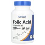 Фолиевая кислота, 1000 мкг, 240 капсул — Nutricost