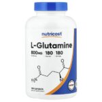 L-глютамин, 180 капсул — Nutricost