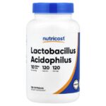 ацидофильные лактобактерии (Lactobacillus acidophilus), 50 мг (10 млрд КОЕ), 120 капсул — Nutricost