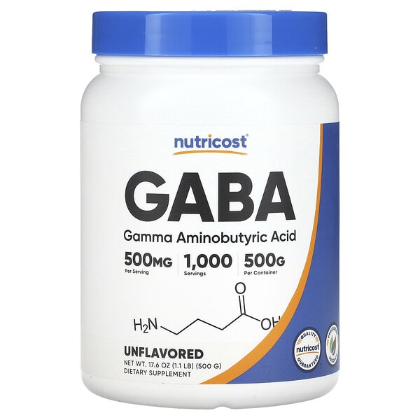 ncs93100_v_8.jpg GABA, без добавок, 500 г (17,6 унции) — Nutricost