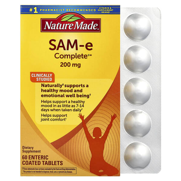 ndm01092_v_20.jpg SAM-e Complete®, 200 mg, 60 Enteric Coated Tablets — Nature Made