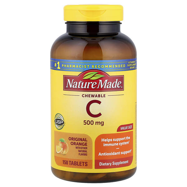 ndm01717_v_10.jpg Vitamin C Chewable, Orange, 500 mg, 150 Tablets — Nature Made