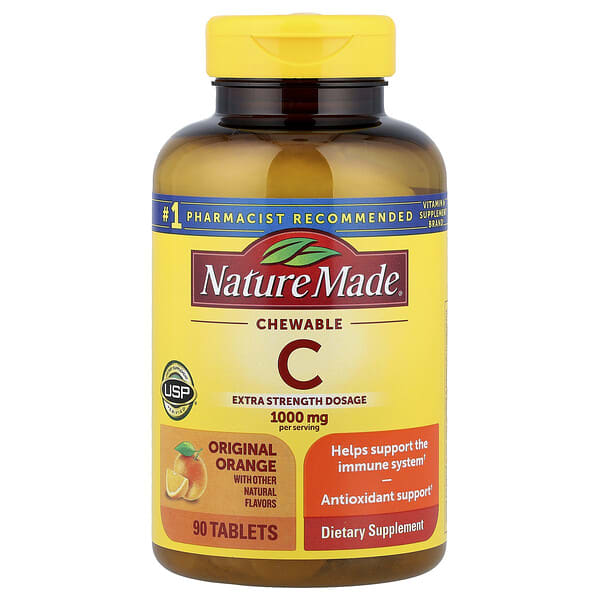 ndm04022_v_10.jpg Vitamin C Chewable, Orange, 90 Tablets (500 mg per Tablet) — Nature Made