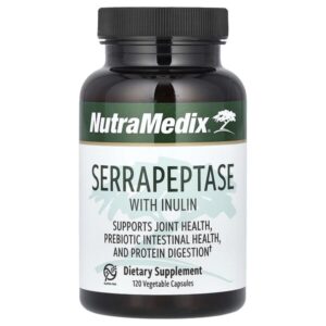 Серрапептаза с инулином, 120 растительных капсул (500 мг на капсулу) — NutraMedix