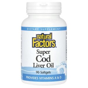 Super Cod Liver Oil, жир печени трески, 90 капсул — Natural Factors