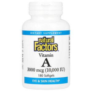 витамин A, 3000 мкг (10 000 МЕ), 180 капсул — Natural Factors