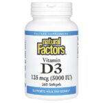 Vitamin D3, 5,000 IU, 360 Softgels — Natural Factors
