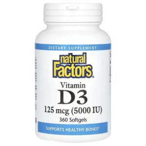 Vitamin D3, 5,000 IU, 360 Softgels — Natural Factors