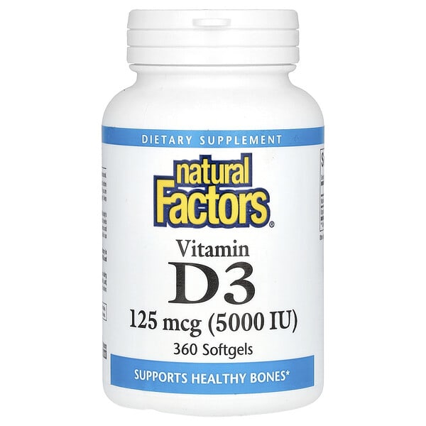 nfs01062_v_29.jpg Vitamin D3, 5,000 IU, 360 Softgels — Natural Factors