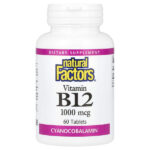 витамин B12, 1000 мкг, 60 таблеток — Natural Factors