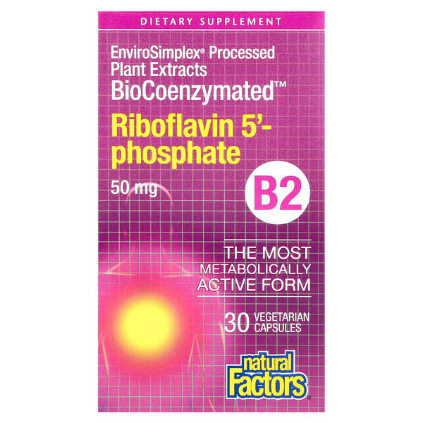 nfs01249_v_88.jpg BioCoenzymated™, B2, рибофлавин 5'-фосфат, 50 мг, 30 вегетарианских капсул — Natural Factors