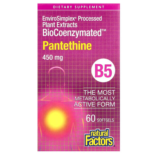 nfs01250_v_60.jpg BioCoenzymated, B5, пантетин, 450 мг, 60 капсул — Natural Factors