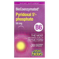 BioCoenzymated®, B6, пиридоксаль 5'-фосфат, 50 мг, 30 вегетарианских капсул — Natural Factors