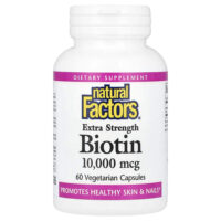биотин, 10 000 мкг, 60 вегетарианских капсул — Natural Factors