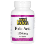 фолиевая кислота, 1000 мкг, 90 таблеток — Natural Factors