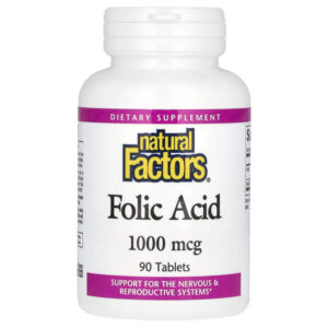 фолиевая кислота, 1000 мкг, 90 таблеток — Natural Factors