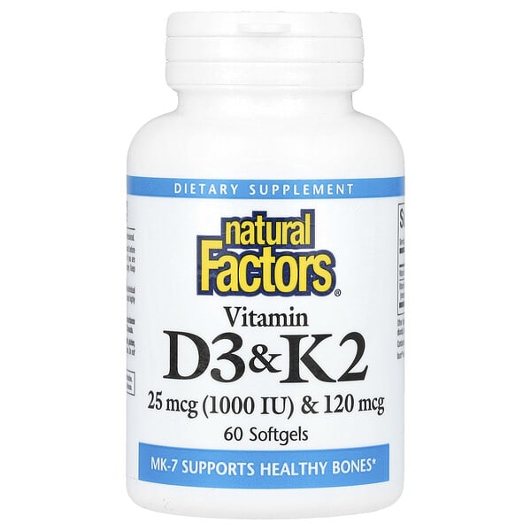 nfs01292_v_40.jpg витамины D3 и K2, 25 мкг (1000 МЕ) и 120 мкг, 60 капсул — Natural Factors