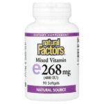 Смешанный витамин E, 268 мг (400 МЕ), 90 мягких таблеток — Natural Factors