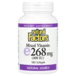 смешанный витамин E, 268 мг (400 МЕ), 180 мягких таблеток — Natural Factors