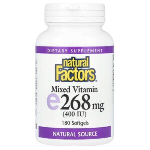 смешанный витамин E, 268 мг (400 МЕ), 180 мягких таблеток — Natural Factors