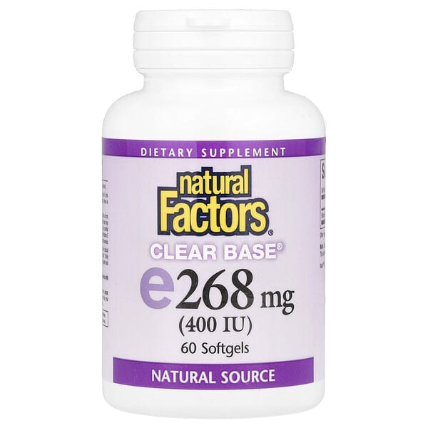 nfs01443_v_38.jpg Clear Base®, витамин E, 268 мг (400 МЕ), 60 мягких таблеток — Natural Factors