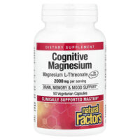 Cognitive магний, 90 вегетарианских капсул (48 мг в 1 капсуле) — Natural Factors