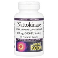 наттокиназа, 100 мг, 60 вегетарианских капсул — Natural Factors