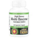 мультиэнзим, высокая эффективность, 60 вегетарианских капсул — Natural Factors