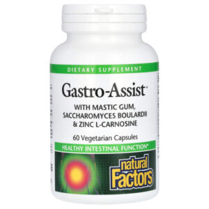 Gastro-Assist™ с мастиковой смолой, сахаромицетами буларди и цинк-L-карнозином, пищевая добавка, 60 вегетарианских капсул — Natural Factors