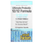 Ultimate Probiotic, формула 12/12, 12 млрд КОЕ, 120 вегетарианских капсул — Natural Factors
