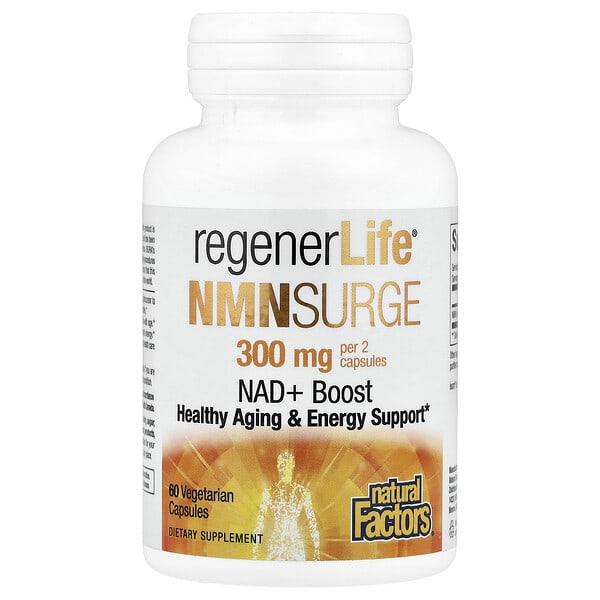 nfs01904_v_8.jpg RegenerLife®, NMN Surge, 60 вегетарианских капсул (150 мг на капсулу) — Natural Factors