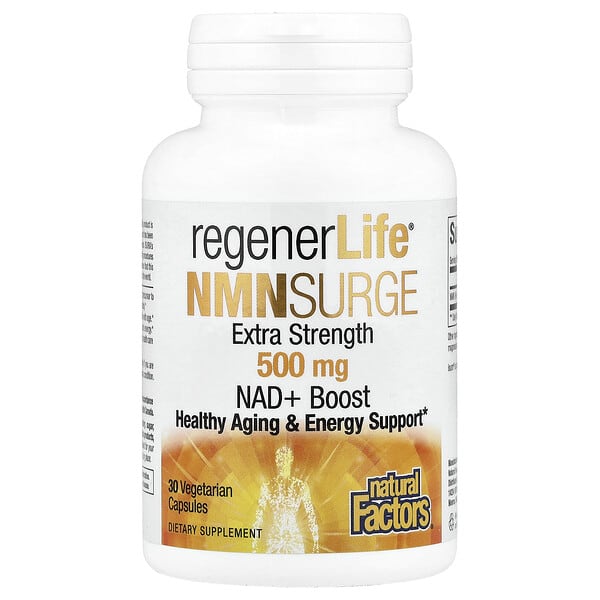 nfs01926_v_8.jpg RegenerLife®, NMN Surge, 500 мг, 30 вегетарианских капсул — Natural Factors