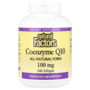 Кофермент Q10, 100 мг, 240 мягких желатиновых капсул — Natural Factors