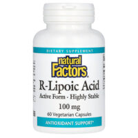 R-липоевая кислота, 100 мг, 60 вегетарианских капсул — Natural Factors