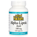 Альфа-липоевая кислота, 100 мг, 120 капсул — Natural Factors