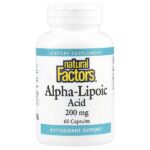 Альфа-липоевая кислота, 200 мг, 60 капсул — Natural Factors