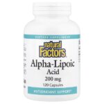 альфа-липоевая кислота, 200 мг, 120 капсул — Natural Factors