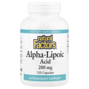 альфа-липоевая кислота, 200 мг, 120 капсул — Natural Factors