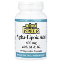альфа-липоевая кислота с витаминами B1 и B2, 60 вегетарианских капсул — Natural Factors