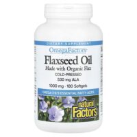 Льняное масло, 1000 мг, 180 капсул — Natural Factors