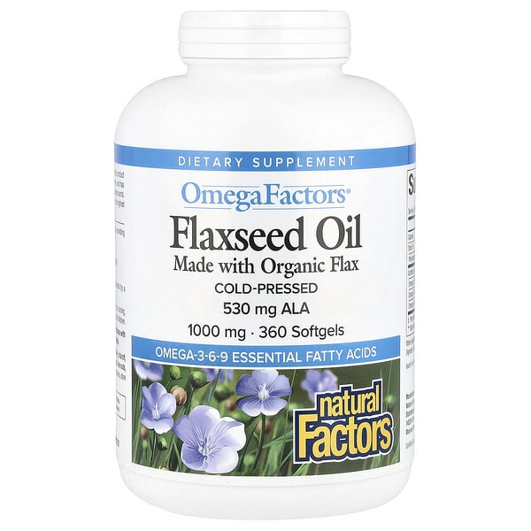 nfs02212_v_40.jpg Omega Factors, льняное масло, 1000 мг, 360 капсул — Natural Factors