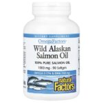 OmegaFactors, жир дикого аляскинского лосося, 1000 мг, 90 капсул — Natural Factors