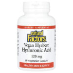 Vegan Hyabest, гиалуроновая кислота, 120 мг, 60 вегетарианских капсул — Natural Factors