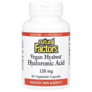Vegan Hyabest, гиалуроновая кислота, 120 мг, 60 вегетарианских капсул — Natural Factors