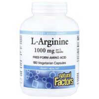 L-аргинин, 180 вегетарианских капсул (500 мг в 1 капсуле) — Natural Factors