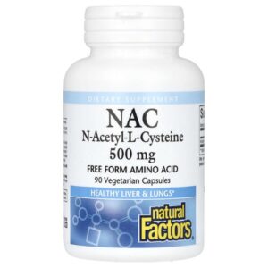 NAC, N-ацетил-L цистеин, 500 мг, 90 вегетарианских капсул — Natural Factors